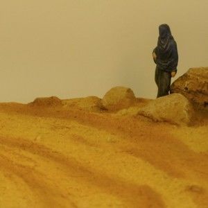 Diorama au 1/43ième - Dakar - Courbe dans le désert avec spectateurs
