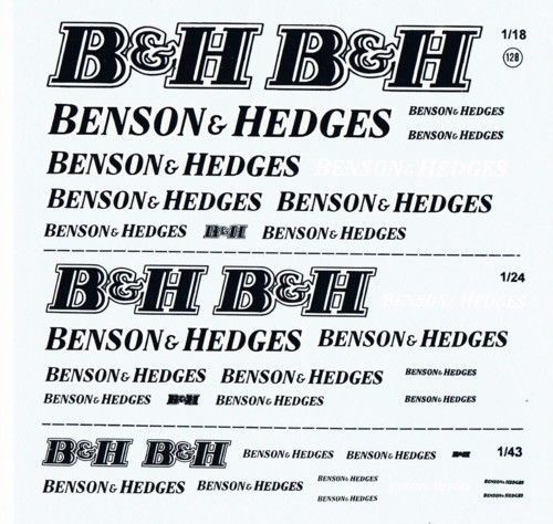 Benson and Hedges 1/18 1/24 1/43 - Benson and Hedges 1/18 1/24 1/43